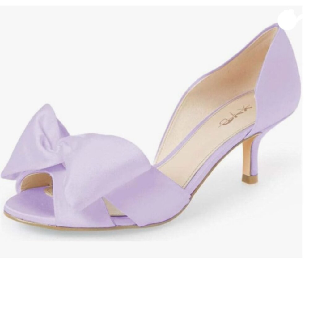 Lavender XYD D'Orsay Peep Toe Kitten Heels EUC
